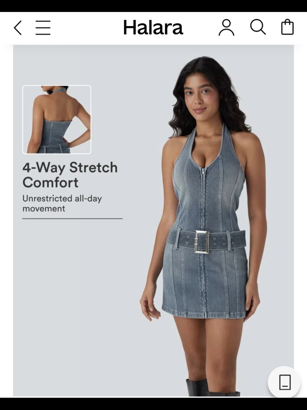 HALARA Mini Dress in Light Denim Blue
